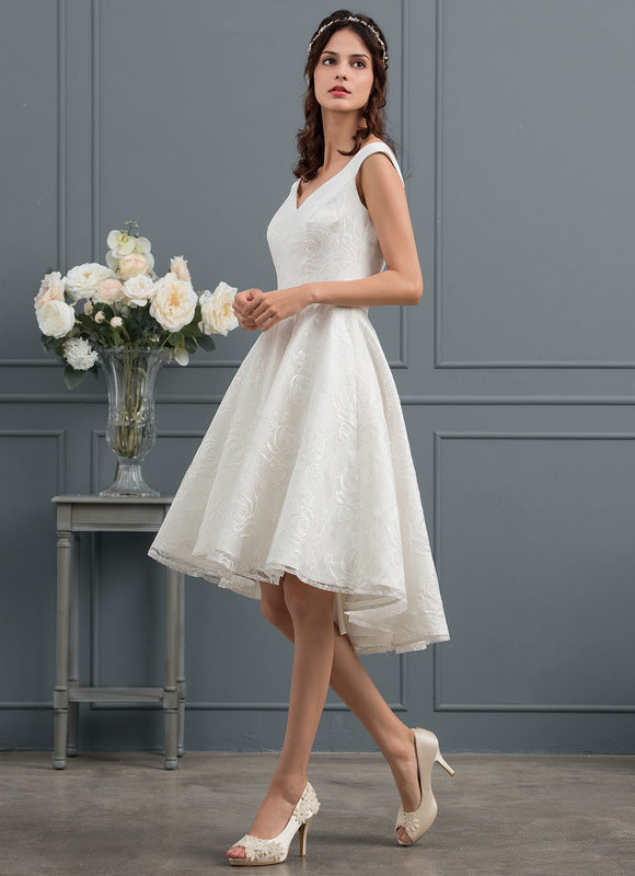Robe Asymétrique Écrue Dentelée - gallery 2