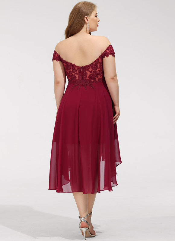 Robe Asymétrique Cocktail Bordeaux - gallery 7