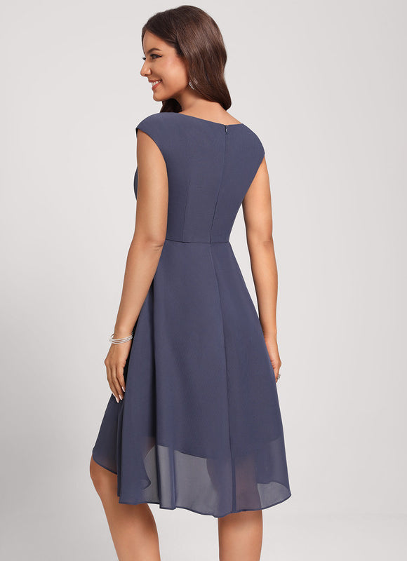 Robe Courte Asymétrique Coupe Trapèze À Volants - gallery 4