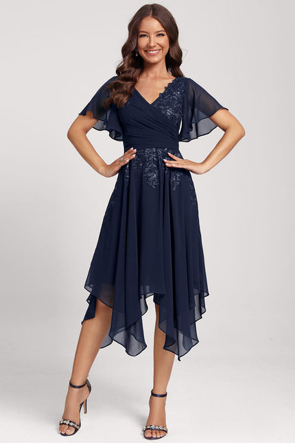 Robe Asymétrique Dentelle Élégante - gallery 1