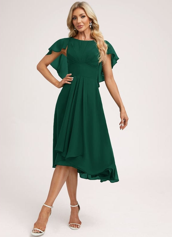 Robe Asymétrique Fluide À Volants - gallery 2