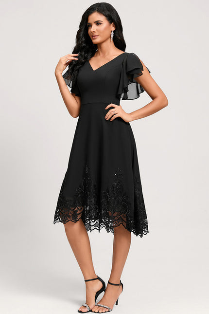Robe Asymétrique Dentelle Élégante - gallery 3