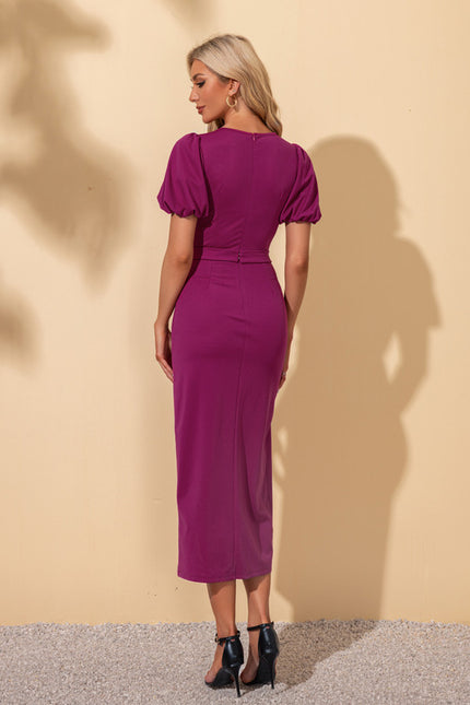 Robe Asymétrique Midi Fuchsia Élégante - gallery 2