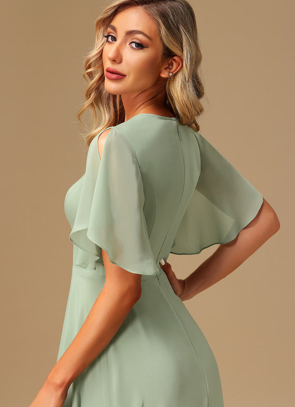 Robe Asymétrique Longue Vert Pâle - gallery 5