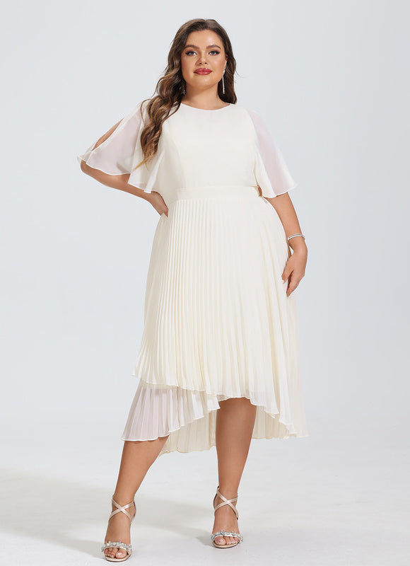 Robe Asymétrique Plissée Aérienne - gallery 5
