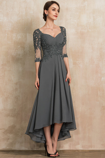 Robe Asymétrique Mousseline Bleu Profond - gallery 3