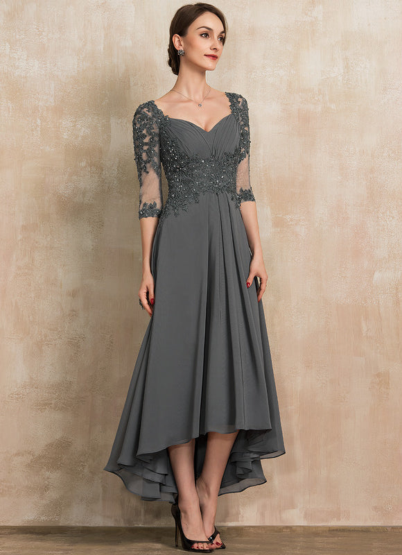 Robe Asymétrique Mousseline Bleu Profond - gallery 3