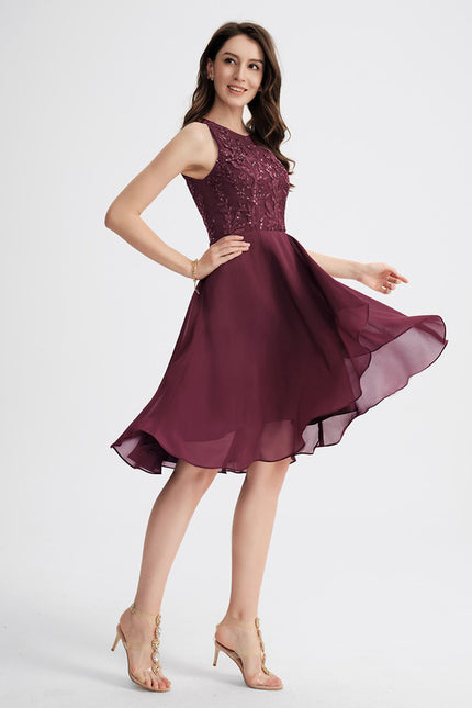 Robe Asymétrique Mousseline Bordeaux - gallery 1