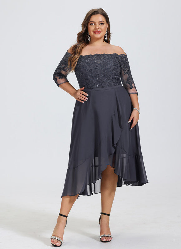 Robe Asymétrique Soirée Brodée - gallery 9