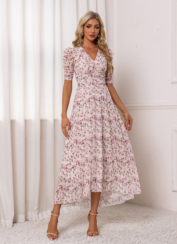 Robe Longue Asymétrique Fleurie - gallery 5