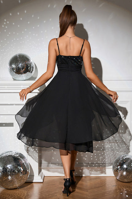 Robe Asymetrique Noir Paillette - gallery 2