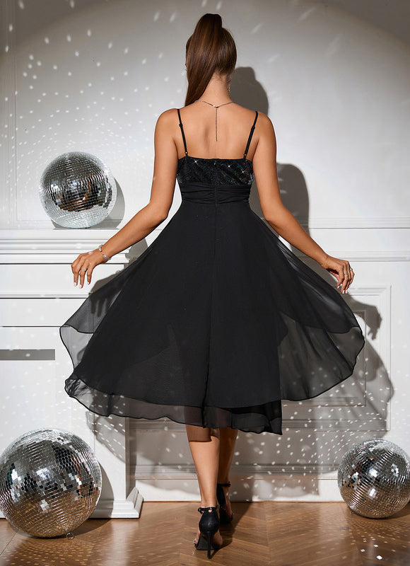 Robe Asymetrique Noir Paillette - gallery 2