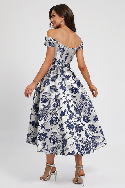 Robe Asymétrique Fleurie Satinée - gallery 5