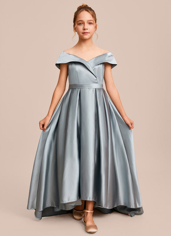 Robe Asymétrique Satin Bleu Clair