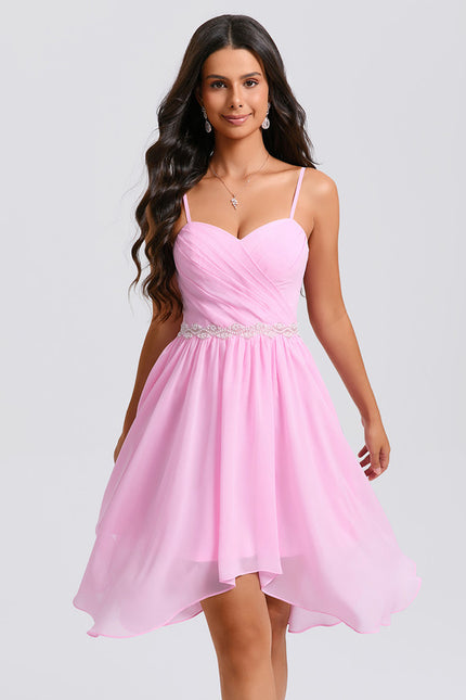 Robe Asymétrique Bal Rose Légère