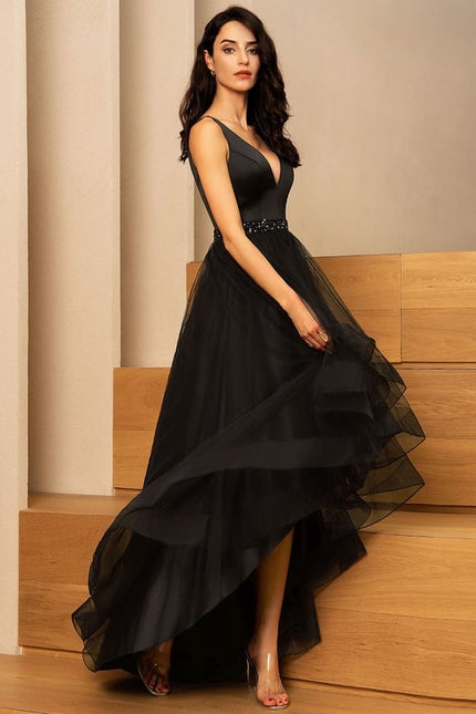 Robe Asymétrique Tulle Noir Chic