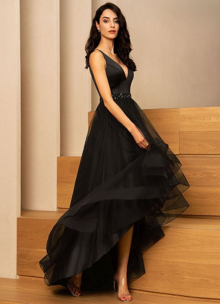Robe Asymétrique Élégance Noire Aérienne