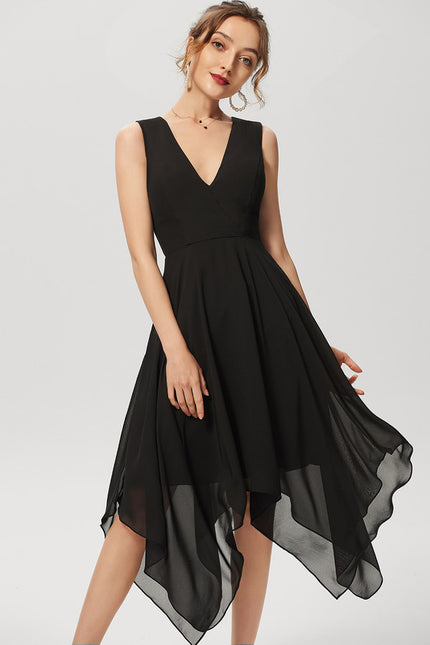 Robe Courte Asymétrique Coupe Trapèze À Volants