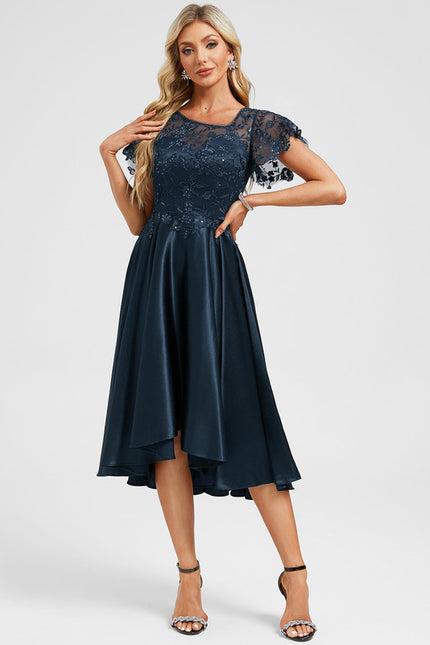 Robe Asymétrique Satinée Ornée - gallery 3