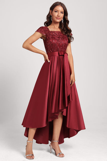 Robe Asymétrique Satinée Pétale Étoilée - gallery 3