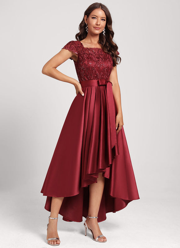 Robe Asymétrique Satinée Pétale Étoilée - gallery 3