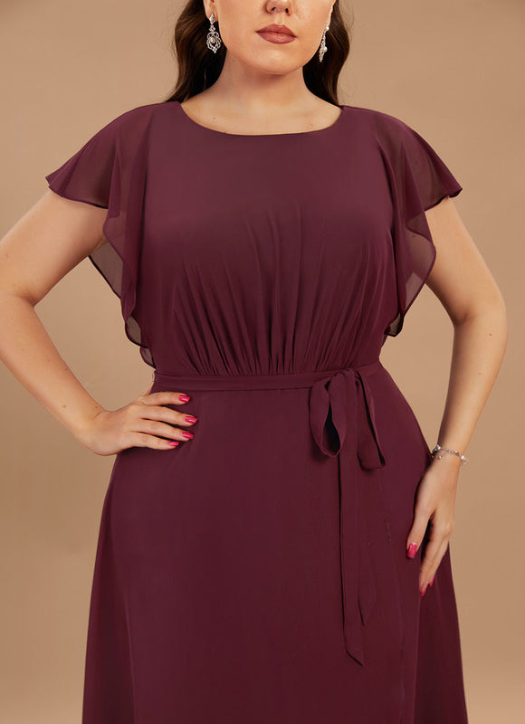 Robe Asymétrique Fluide À Volants - gallery 8