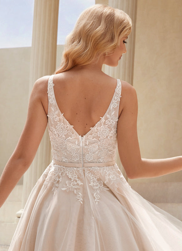 Robe Asymétrique Tulle Nude - gallery 1