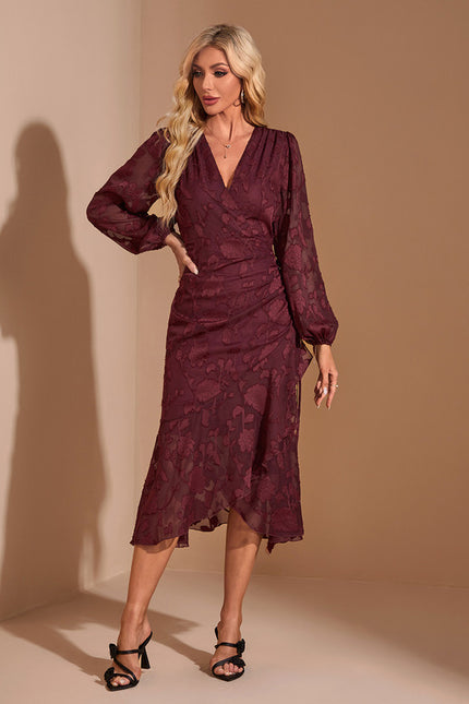 Robe Asymétrique Bordeaux - gallery 4