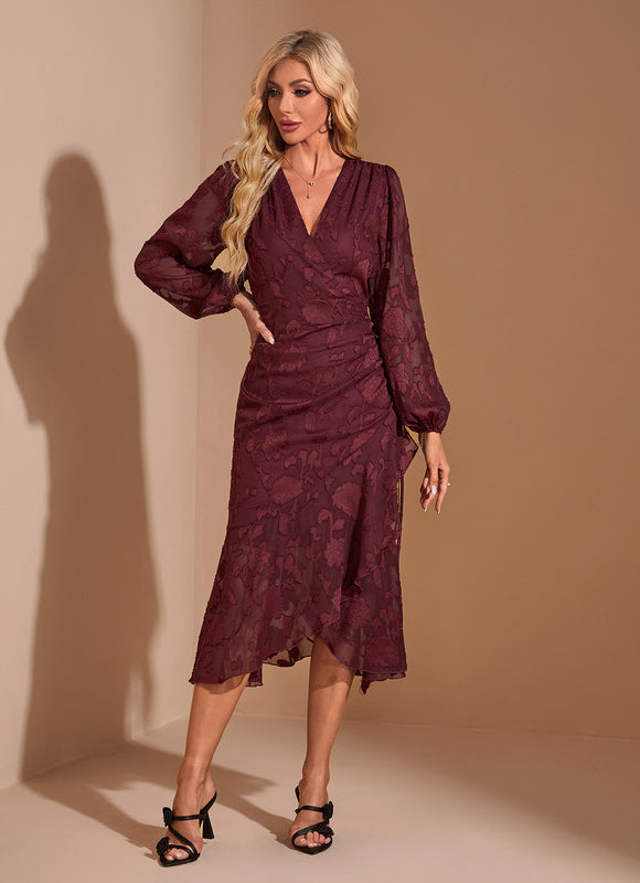 Robe Asymétrique Bordeaux - gallery 4