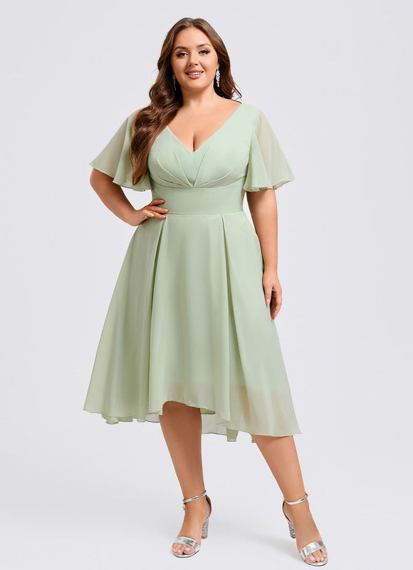 Robe Asymétrique Fluide Vert Pâle - gallery 6