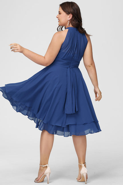 Robe Asymétrique Mousseline Prune - gallery 9
