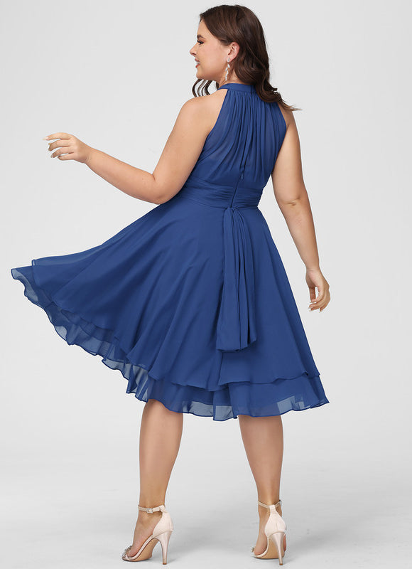 Robe Asymétrique Mousseline Prune - gallery 9