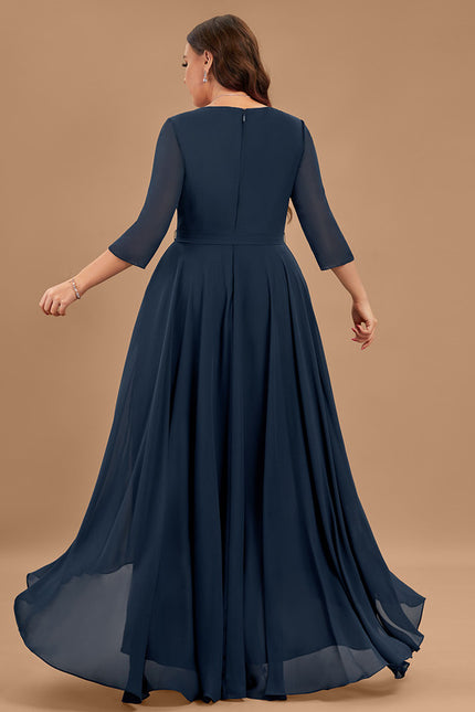 Robe Asymétrique Bleu Marine Trapèze Plissé - gallery 7