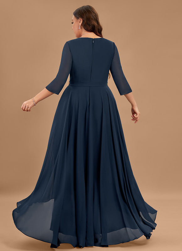 Robe Asymétrique Bleu Marine Trapèze Plissé - gallery 7