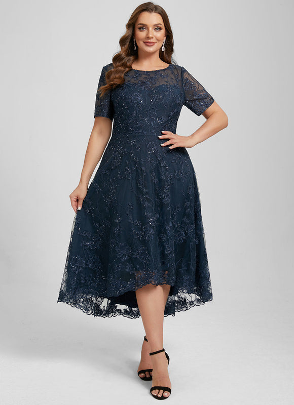 Robe Asymétrique Dentelle Étoilée - gallery 9