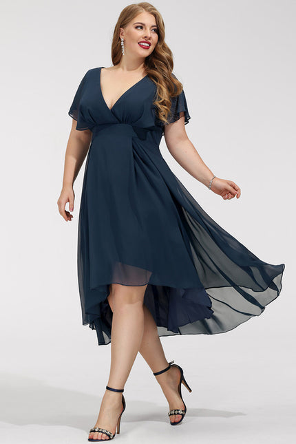 Robe Courte Asymétrique Coupe Trapèze À Volants - gallery 8