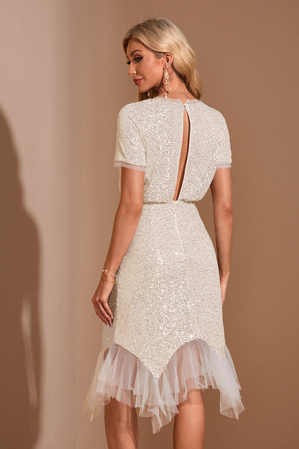 Robe Asymétrique Scintillante Tulle Midi - gallery 2