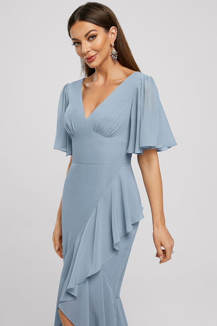 Robe Asymétrique Fluide Bleu Ciel - gallery 4