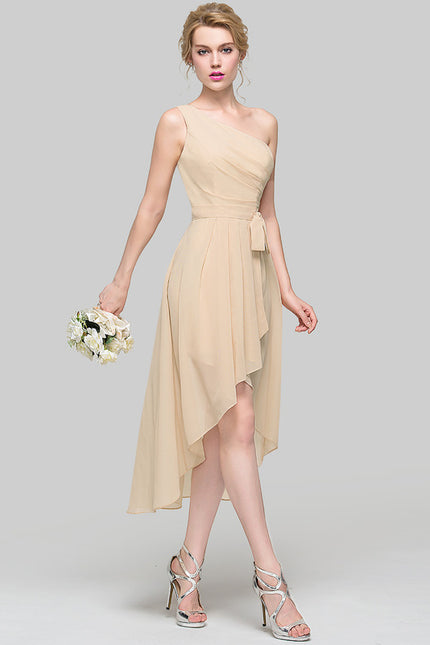 Robe Asymétrique Chiffon Nude - gallery 1