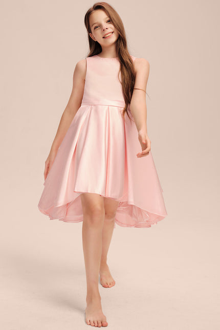 Robe Asymétrique Satinée Rose