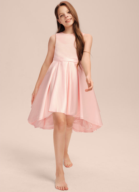 Robe Asymétrique Satinée Rose