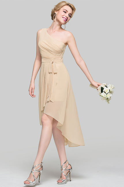 Robe Asymétrique Chiffon Nude - gallery 3