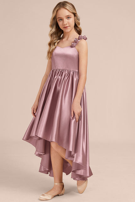 Robe Asymétrique Satinée Florale Enfant - gallery 1