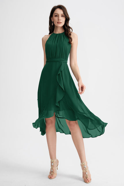 Robe Asymétrique Flottante Émeraude