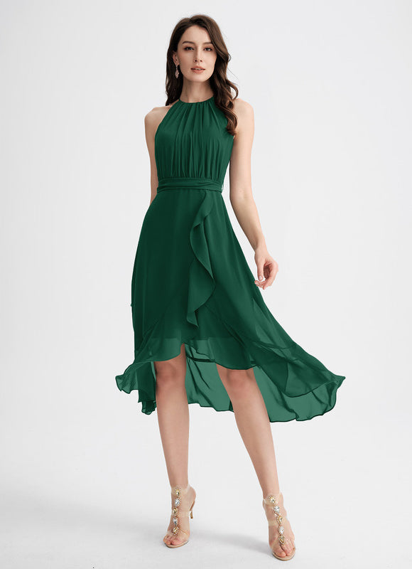 Robe Asymétrique Flottante Émeraude