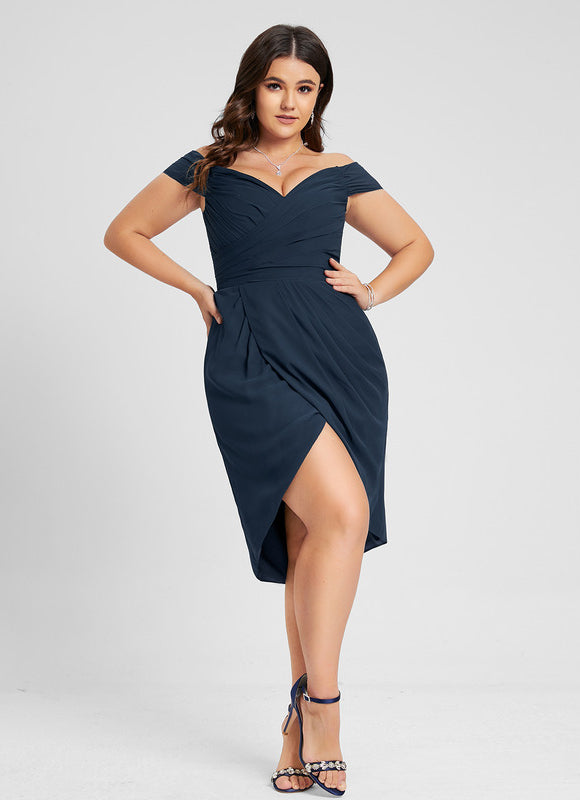 Robe Asymétrique Élégante À Volants - gallery 6