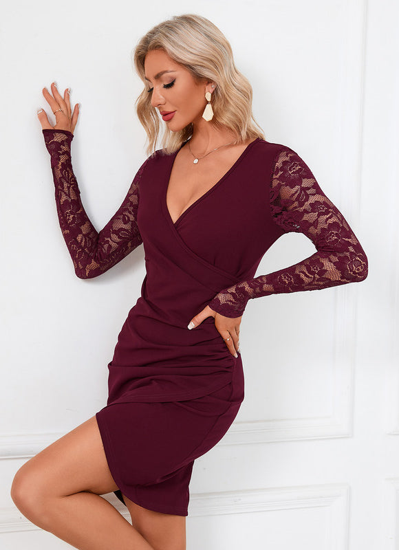 Robe Bordeaux Asymétrique - gallery 4