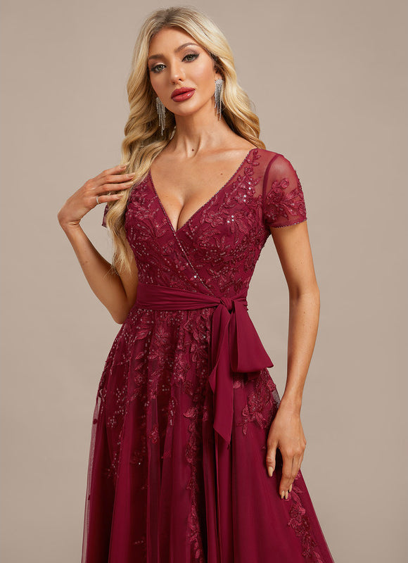 Robe Asymétrique Soirée Bordeaux Élégante - gallery 1