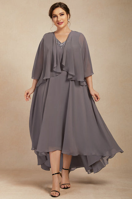Robe Asymétrique Fluide Argentée - gallery 7
