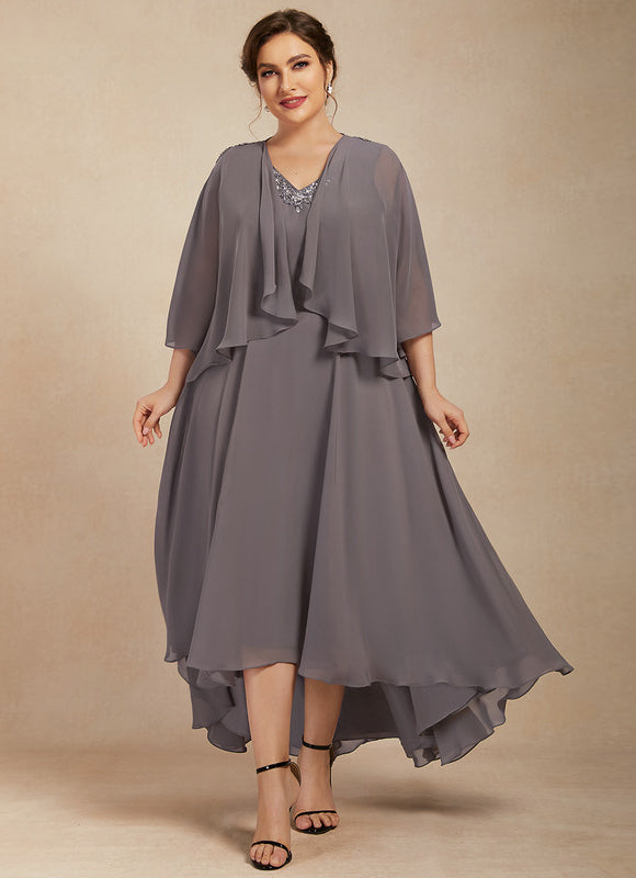 Robe Asymétrique Fluide Argentée - gallery 7